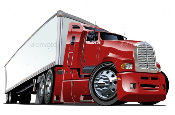 Cartoon Semi Truck - Man-made Objects Objects