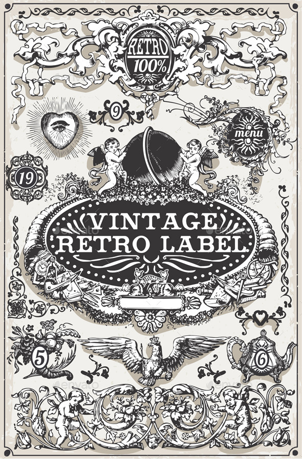 Vintage Hand Drawn Graphic Banners and Labels - Decorative Symbols Decorative