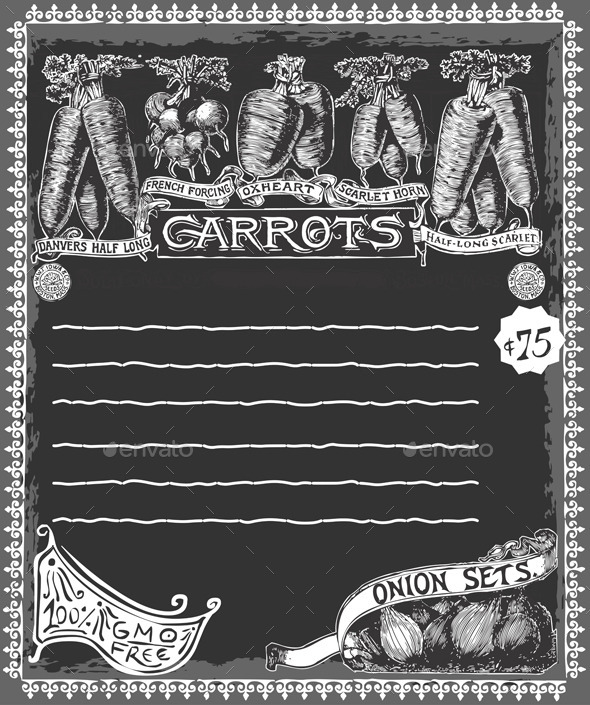 Greengrocer - Vintage Carrots Chalkboard - Backgrounds Decorative
