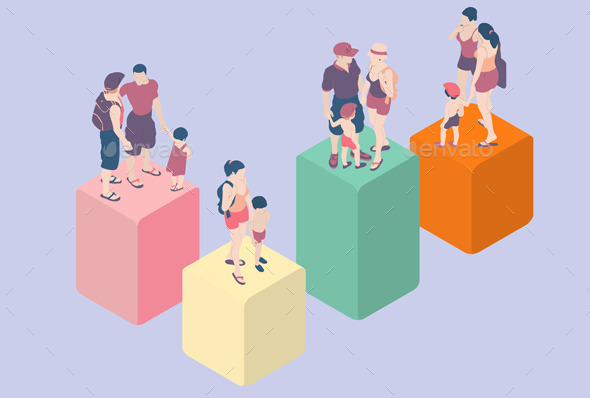 Isometric Infographic Family Types - People Characters