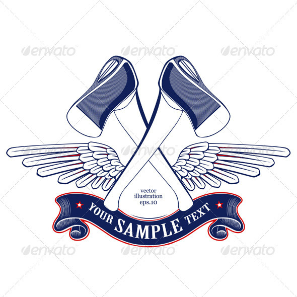 Axe Wing Emblem With Ribbon