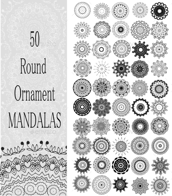 Set of 50 Ornaments - Flowers & Plants Nature