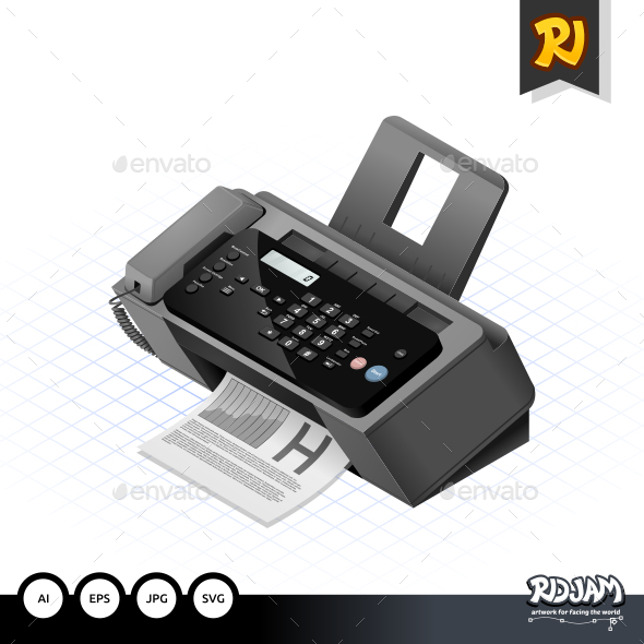 Isometric Fax Machine - Communications Technology