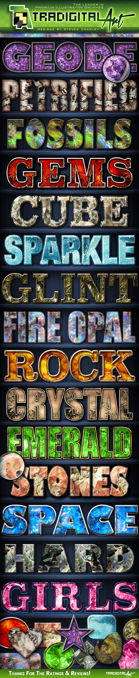 Gem & Mineral PS Styles - Text Effects Styles
