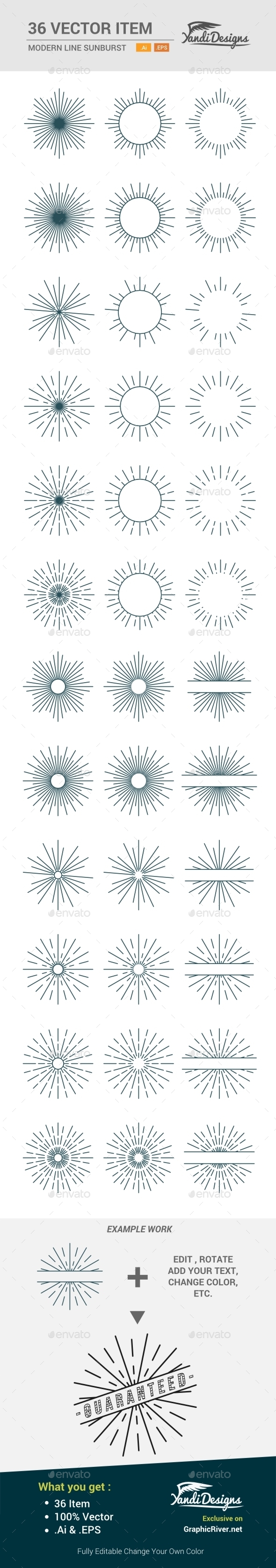 Line Sun Burst - Decorative Vectors