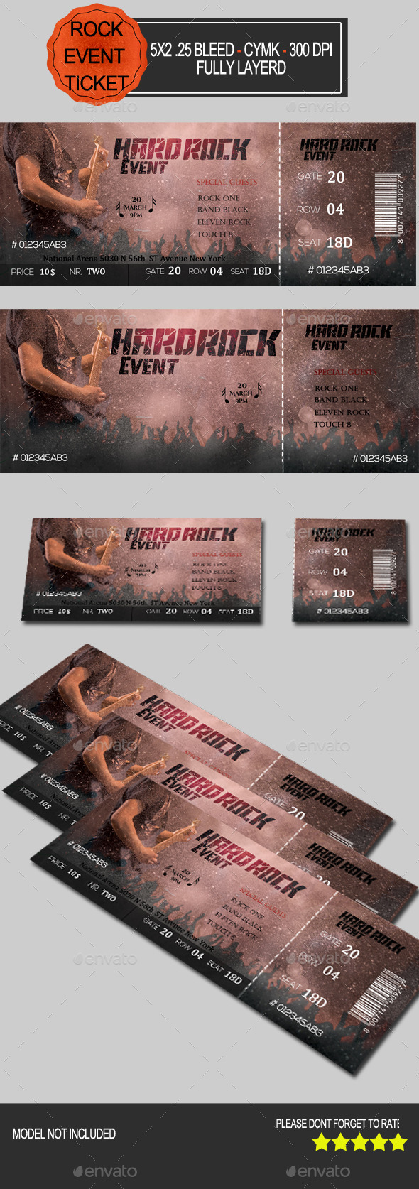 Hard Rock Event Ticket - Miscellaneous Print Templates