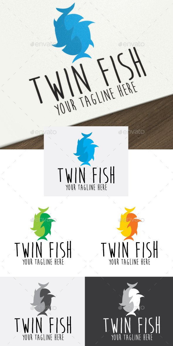 Twin Fish - Animals Logo Templates