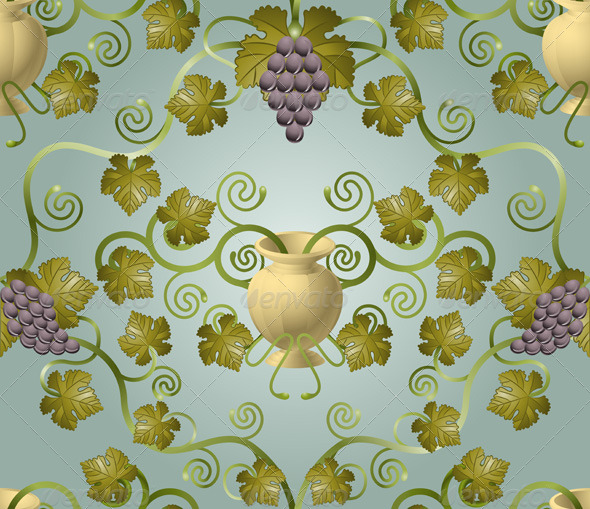 Wine Grape Vine Leaf Seamlessly Tiling Background - Backgrounds Decorative