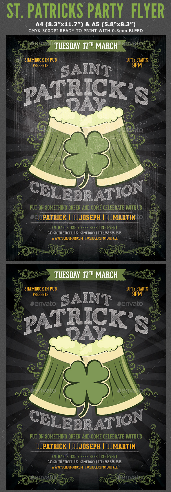 St. Patricks Flyer Template - Clubs & Parties Events