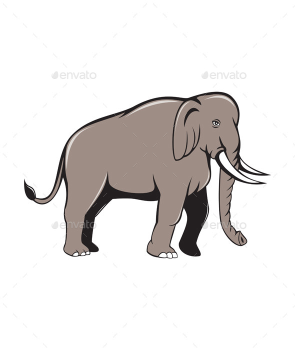 Indian Elephant Side View Cartoon - Animals Characters
