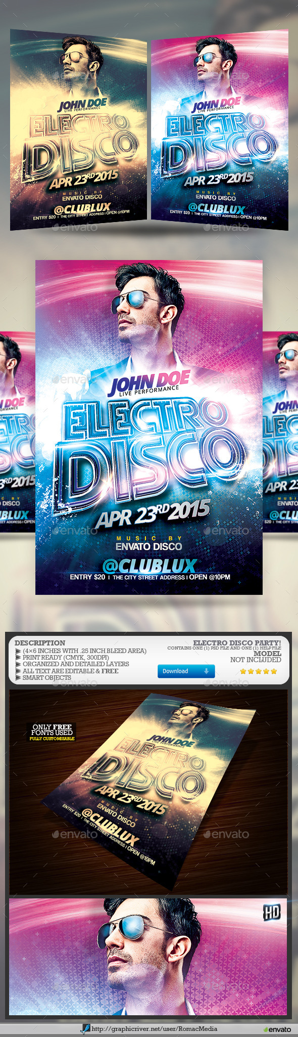 DJ Electro Disco Party Flyer - Clubs & Parties Events