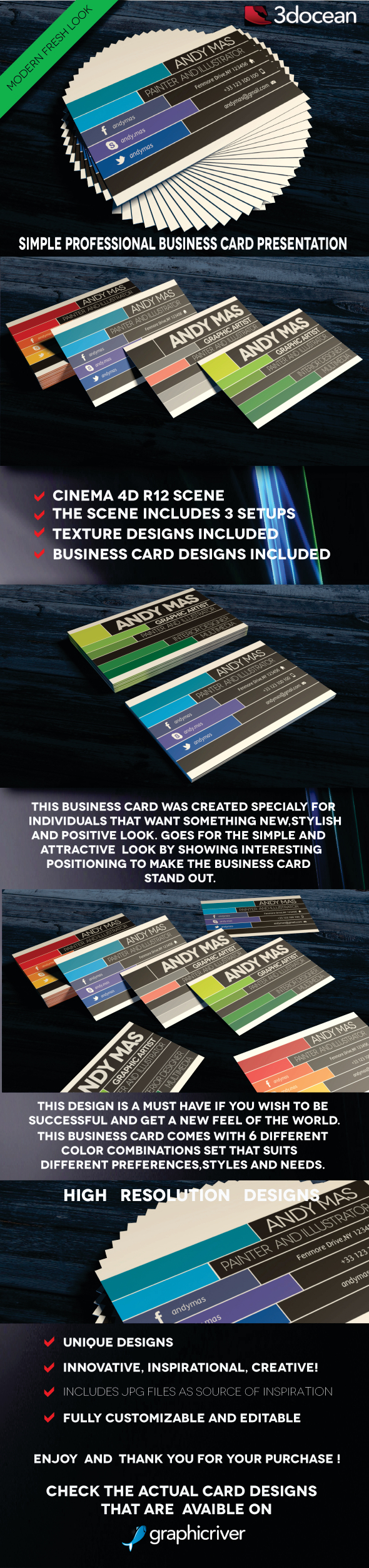 Modern Business Cards Presentation Project Scene - 3DOcean Item for Sale