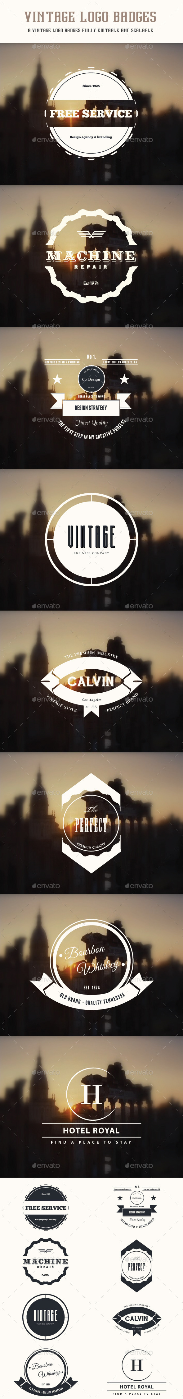 8 Vintage Logo Badges - Badges & Stickers Web Elements