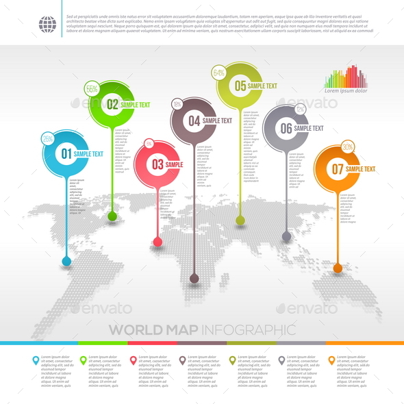 World Map Infographic with Map Pointers - Concepts Business