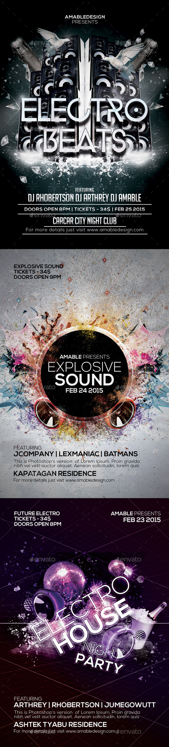 3 PSD Modern Flyer Bundle - Clubs & Parties Events