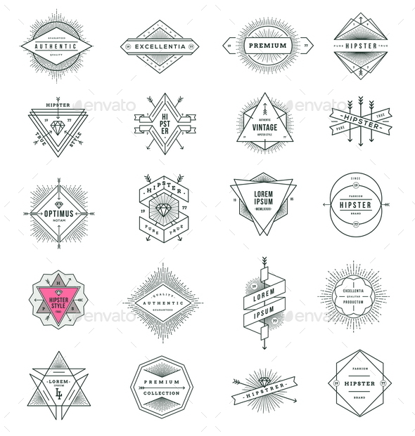 Set of Hipster Line Signs and Emblems - Vectors