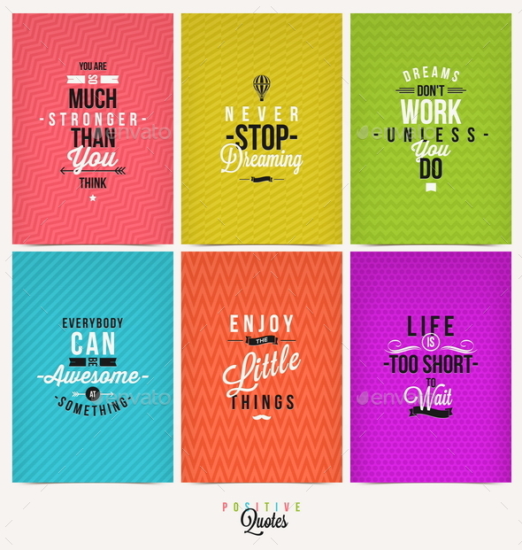 Set of Positive Quote Typographical Background - Conceptual Vectors
