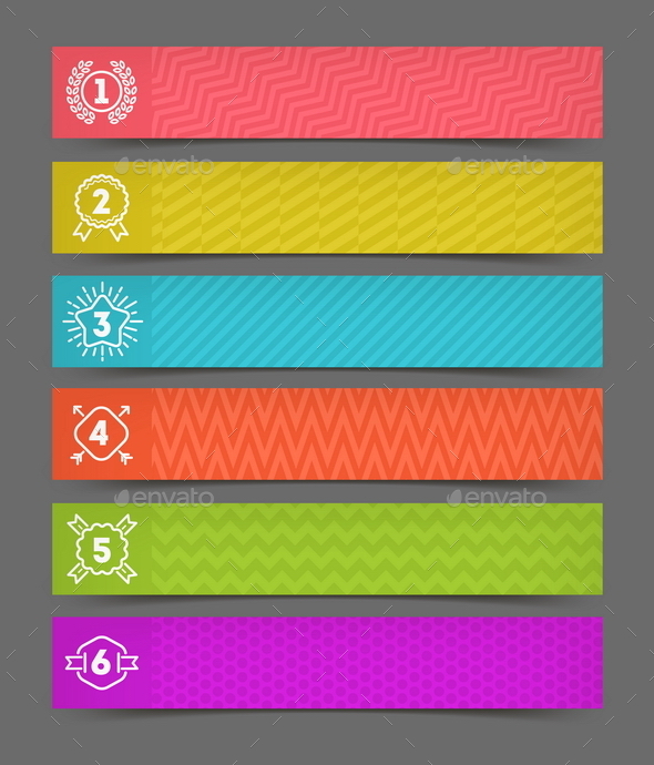 Abstract Banner with Hipster Numbered Emblems - Vectors