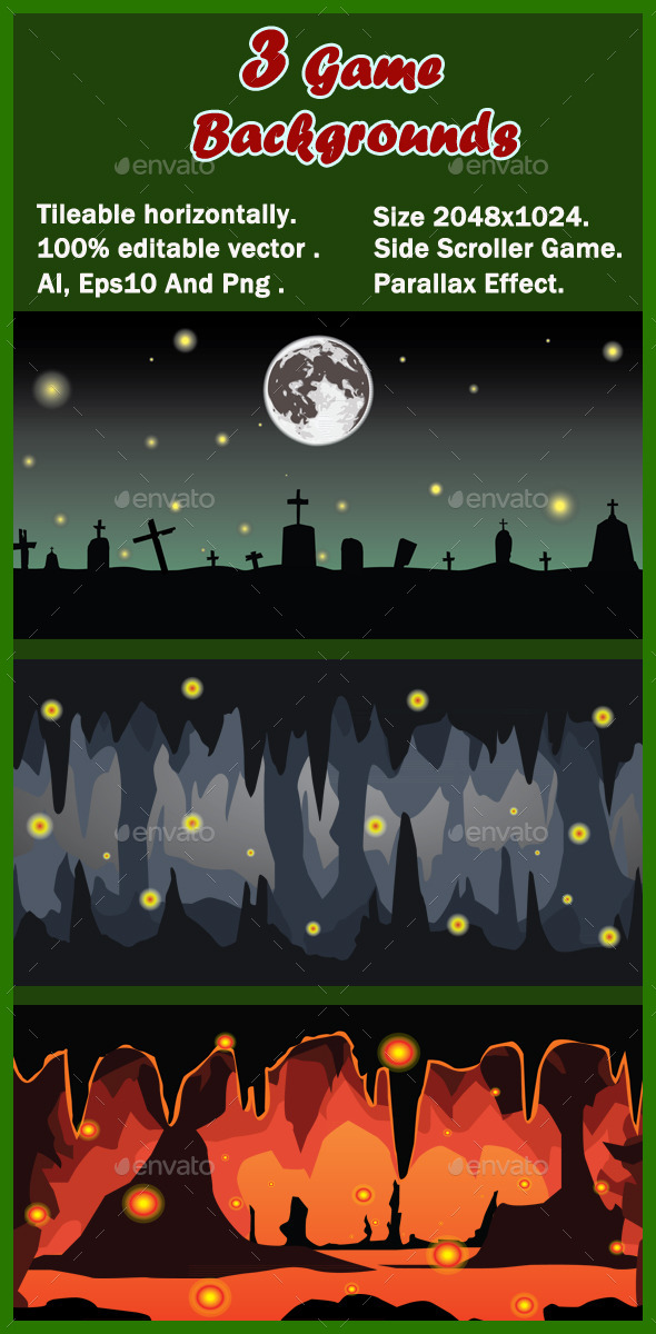 3 Game Backgrounds - Backgrounds Game Assets
