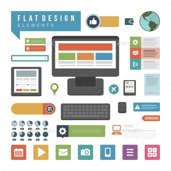 Devices and Icons Infographic - Web Elements Vectors