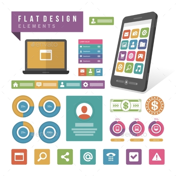 Mobile Phone Infographic - Web Elements Vectors