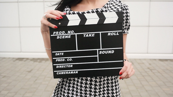 Girl With Cinema Slate Board