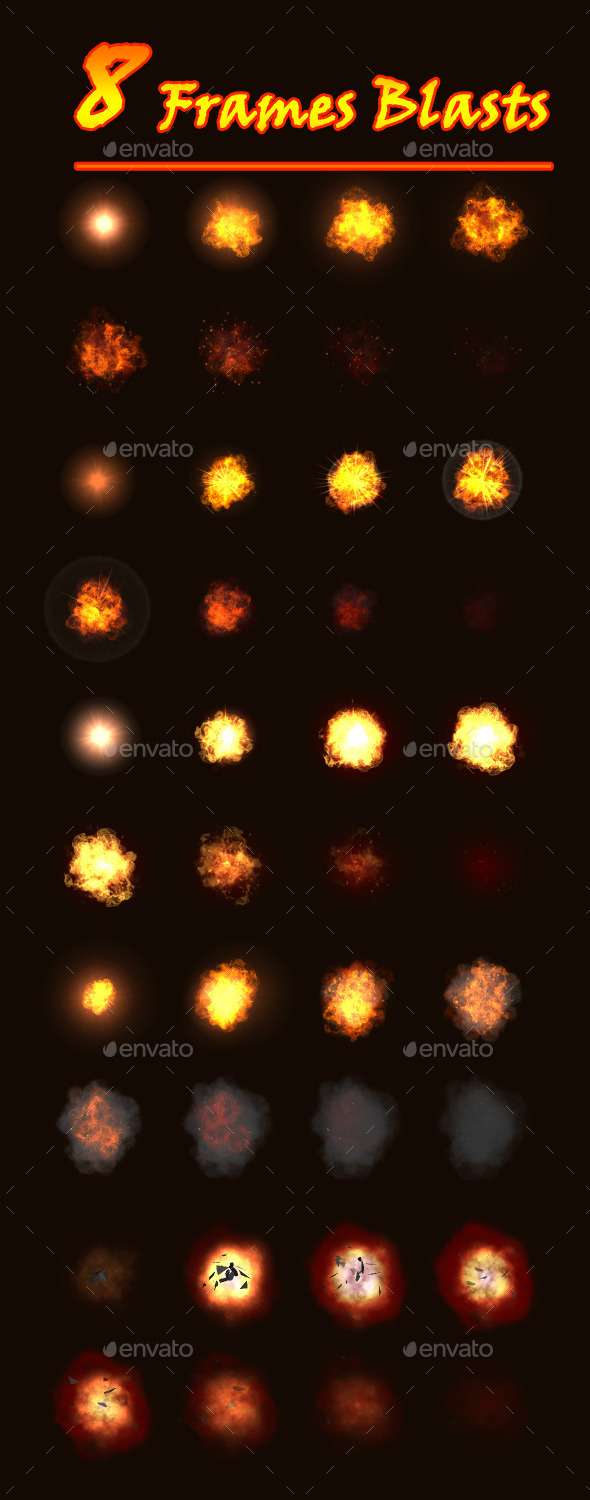 8 Frames Blasts - Sprites Game Assets