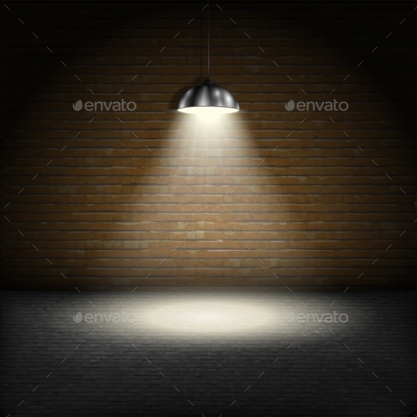 Spotlight on Brick Wall Background - Backgrounds Decorative
