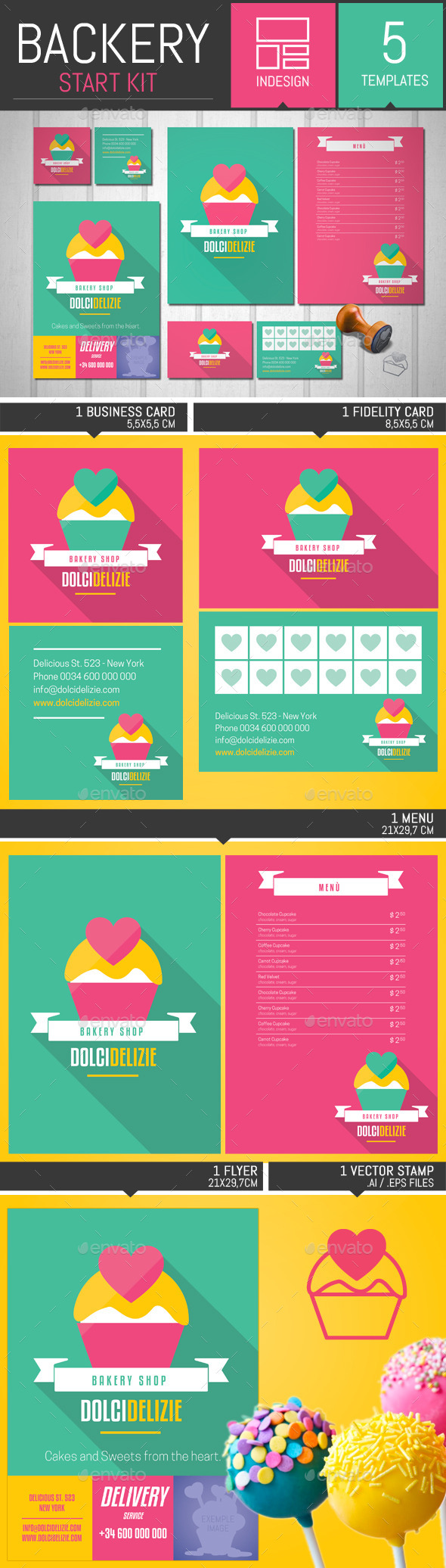 Material Design Bakery Start Kit Template - Stationery Print Templates