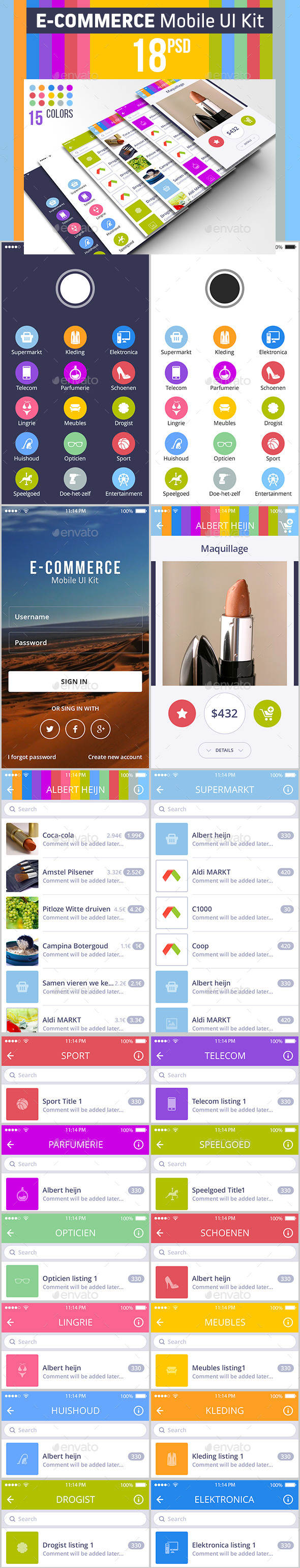 E-commerce Mobile UI Kit - User Interfaces Web Elements