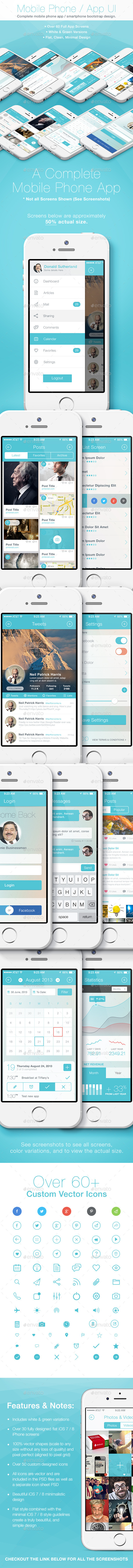 Flat Phone / Mobile App Bootstrap UI - User Interfaces Web Elements