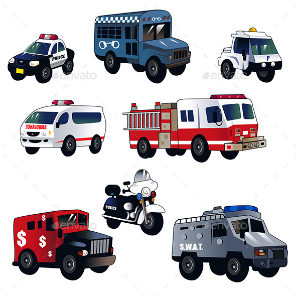 Cartoon Law Enforcement Cars - Miscellaneous Vectors
