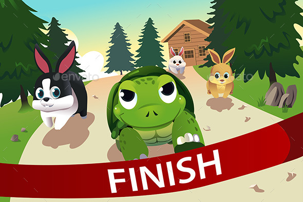 Turtle and Hare Racing - Sports/Activity Conceptual