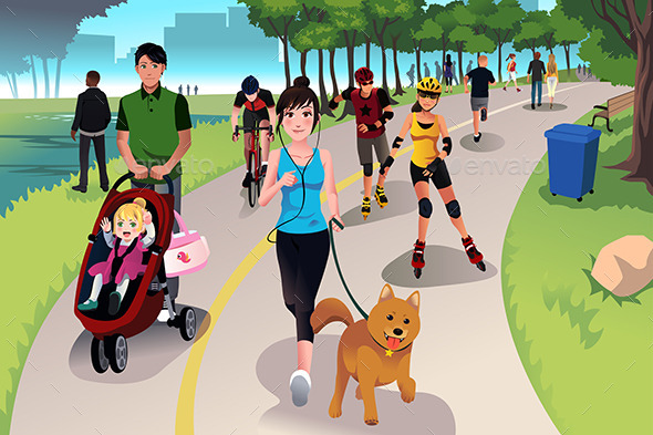 Active People in a Park - Sports/Activity Conceptual