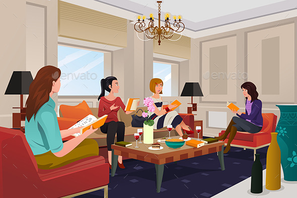 Women in a Book Club Meeting - People Characters