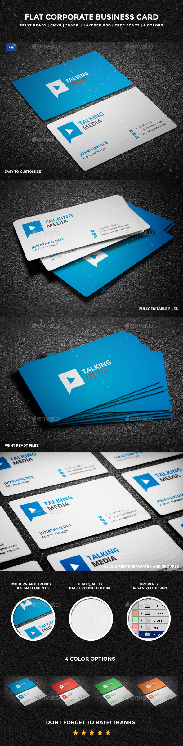 Flat Corporate Business Card - 13 - Corporate Business Cards