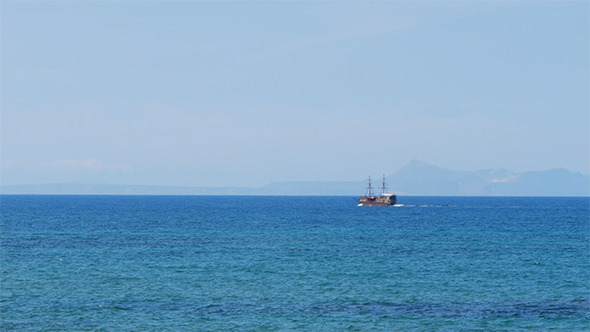 Pirate Boat In Blue Sea