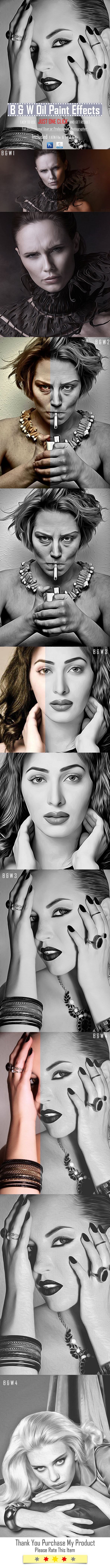 B & W Oil Paint Effects - Photo Effects Actions