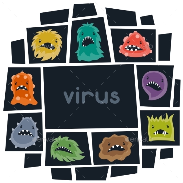 Background with Little Angry Viruses and Monsters - Health/Medicine Conceptual