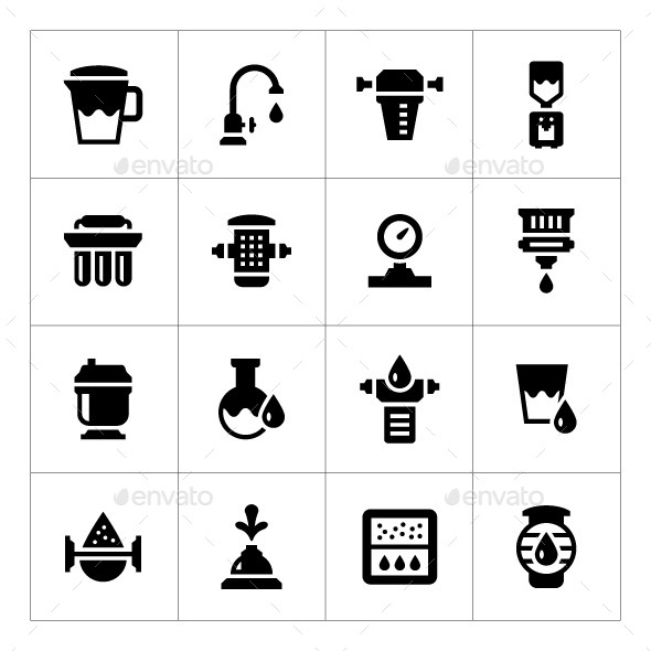 Set Icons of Water Filters - Man-made objects Objects