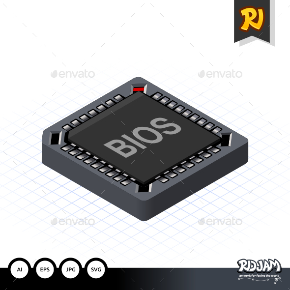 Isometric BIOS Chip - Computers Technology
