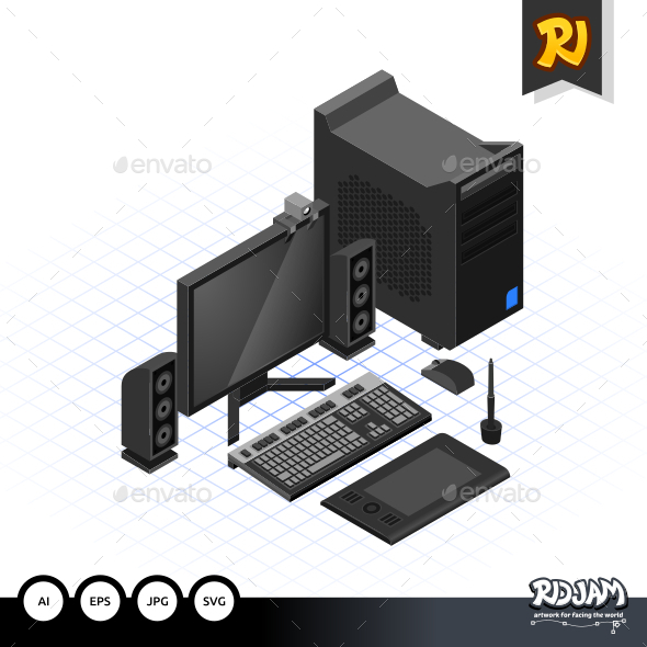Isometric Computer Set - Computers Technology