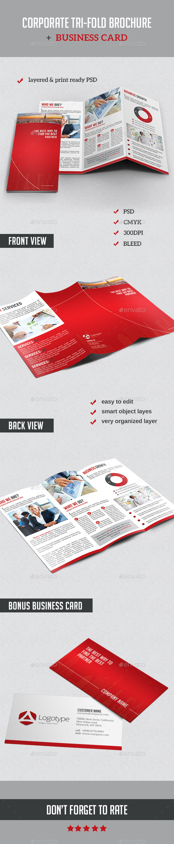 Corporate Tri-Fold Brochure + Business Card - Corporate Brochures
