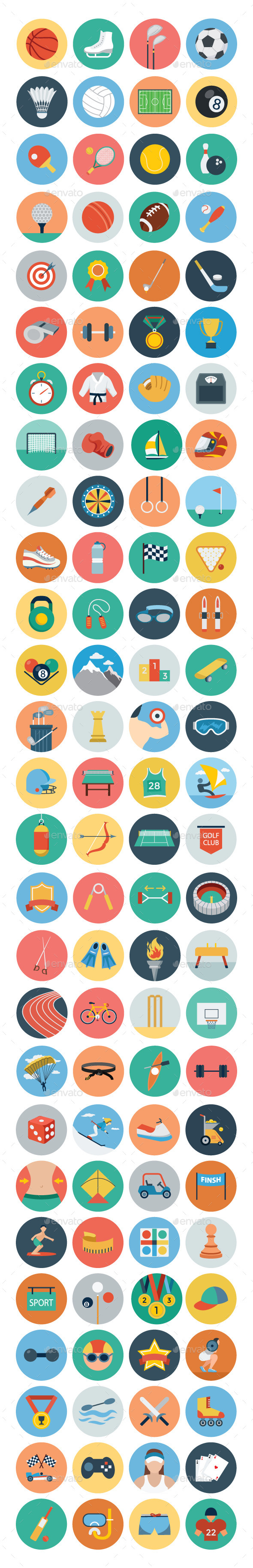 100+ Sports Flat Icons - Icons