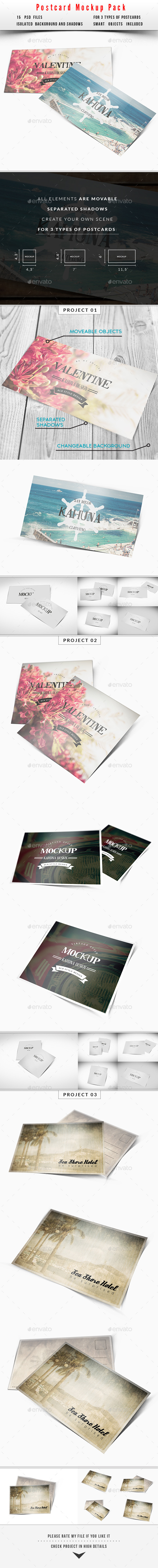 Postcard / Invitation Mockup Pack - Miscellaneous Print
