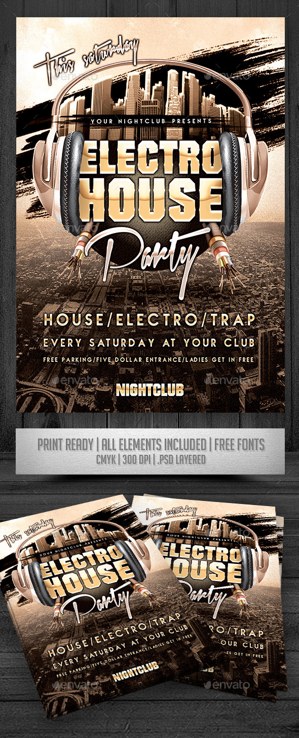 Electro House Party Flyer - Events Flyers