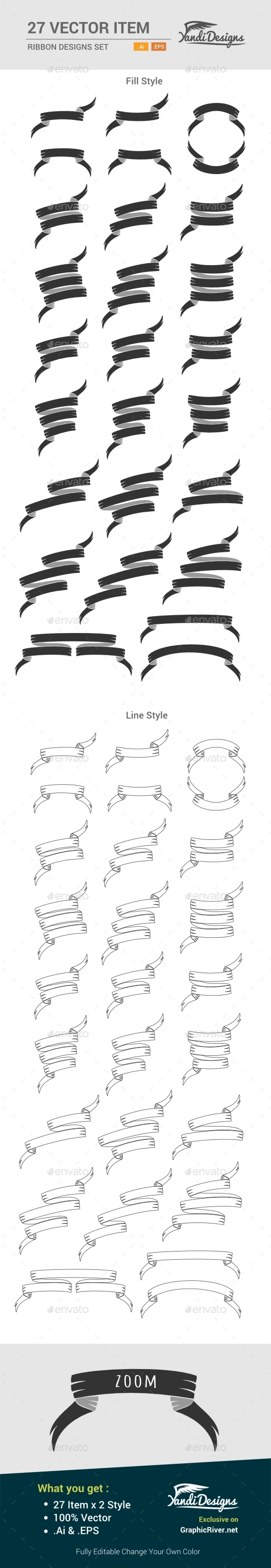 Ribbon Design Set - Decorative Vectors