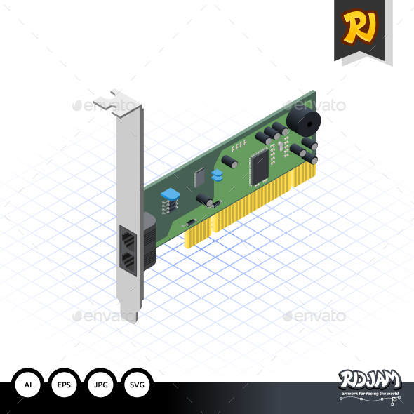 Isometric Network Card - Computers Technology