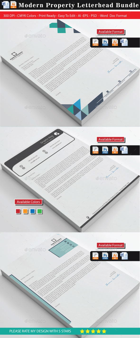 Modern Property Letterhead Bundle - Stationery Print Templates