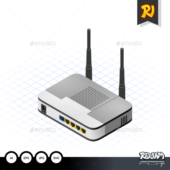 Isometric Wireless Router - Computers Technology